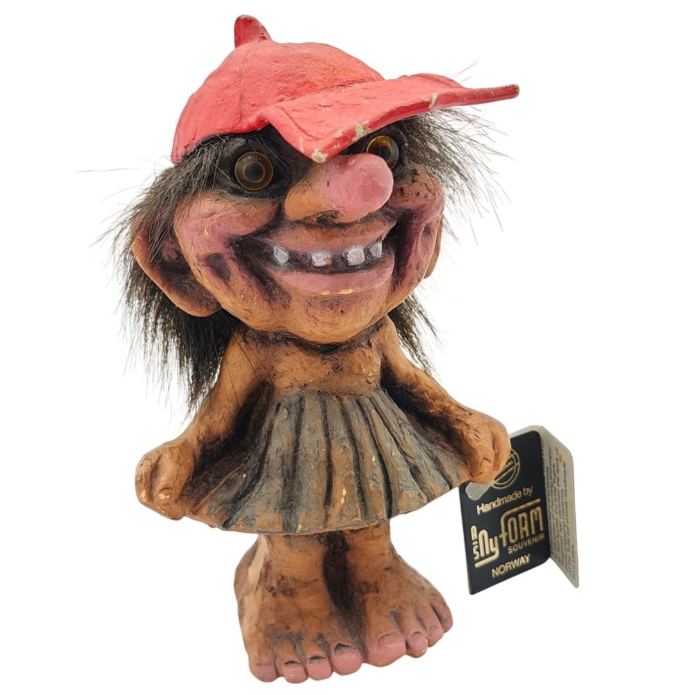 Vintage‎ Ny Form Troll Girl Red Cap Hat Made in Norway Art Number 115 with Tags